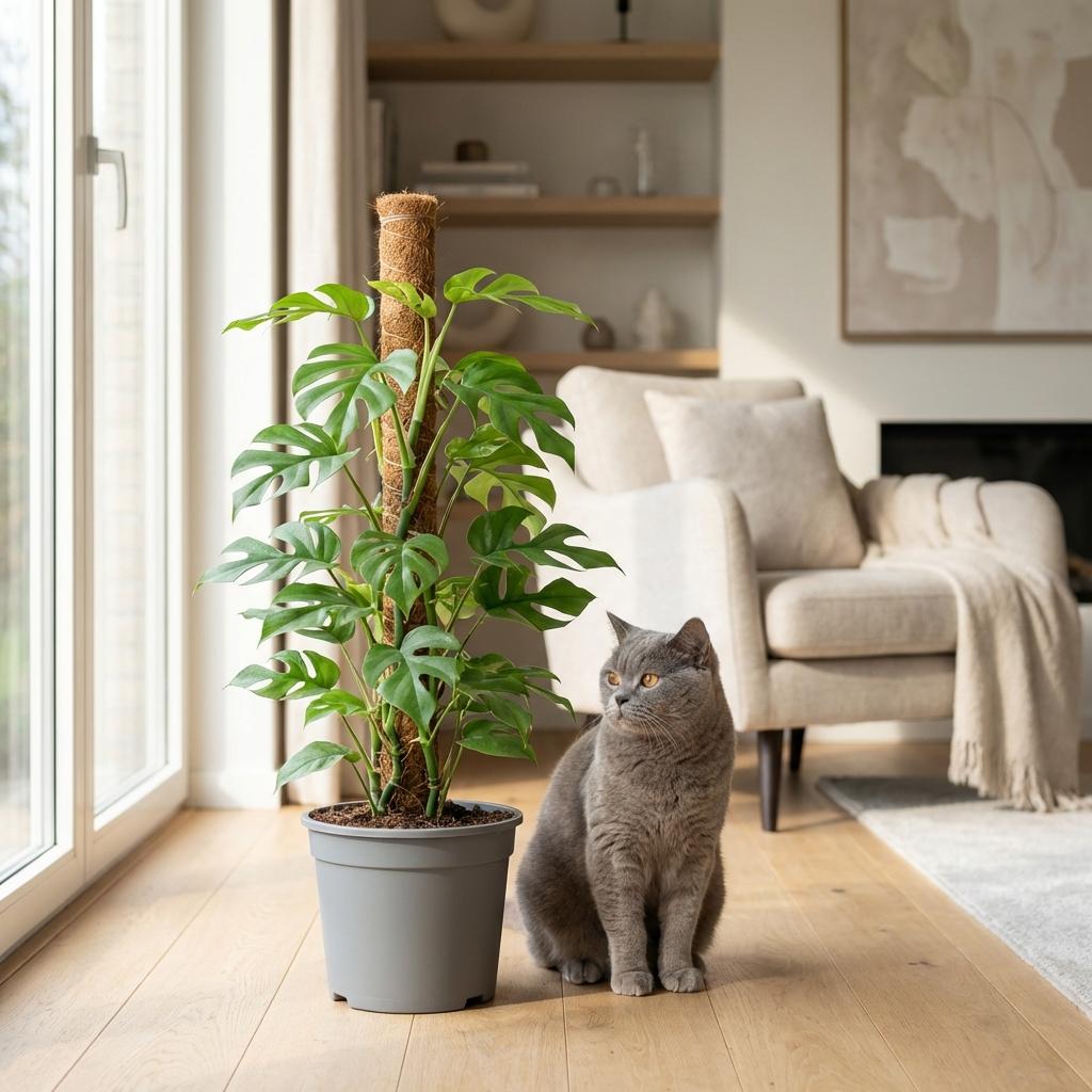 Green boutiQ - Zimmerpflanze - Mini Monstera - Monstera Minima am Moosstab - Grün - Pflegeleicht - 1 Pflanze - Topf 19cm - Höhe 90cm