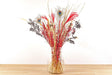 Livraison plante Bouquet de fleurs séchées rouge et doré Noël et son vase