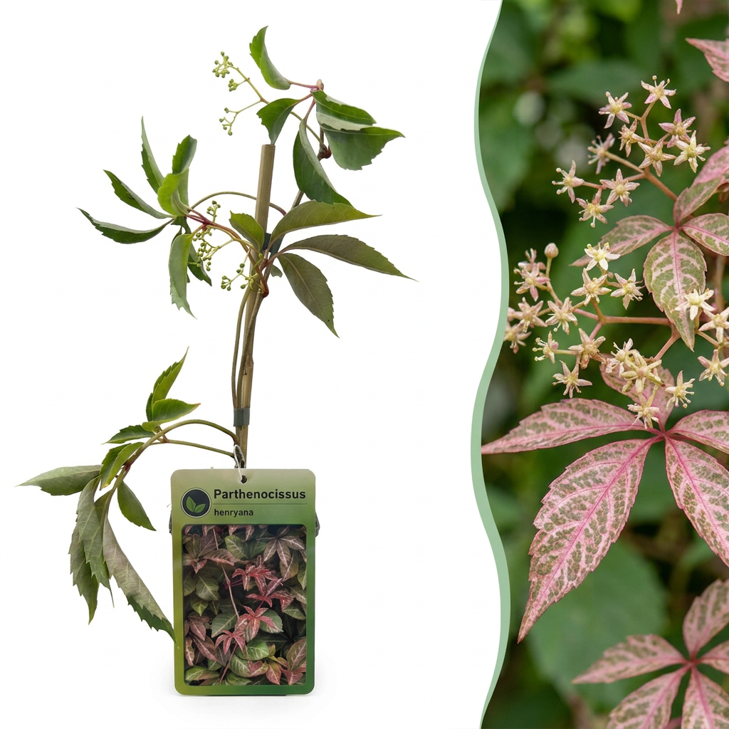 Vigne vierge de Henry - Parthenocissus henryana - H 35 cm, pot Ø9 cm - photo 7