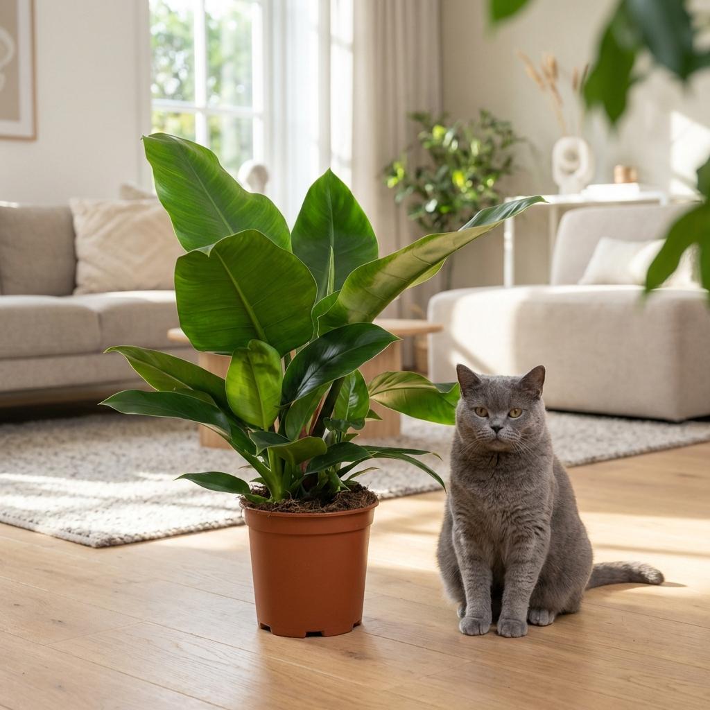 Green boutiQ - Zimmerpflanze - Philodendron - Philodendron Imperial Green - Grün - Pflegeleicht - 1 Pflanze - mit Korb - Topf 19cm - Höhe 65cm